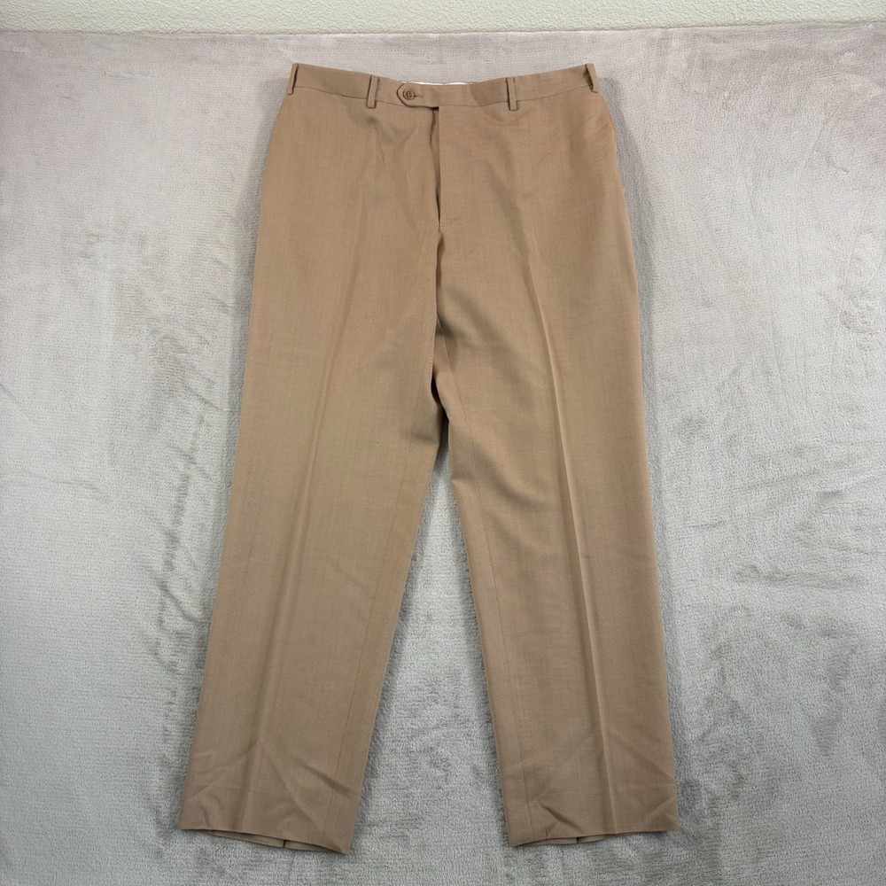 Canali Flat Front Dress Pants in Brown 100%‎ Wool Men 36x30 Straight Fit Italy